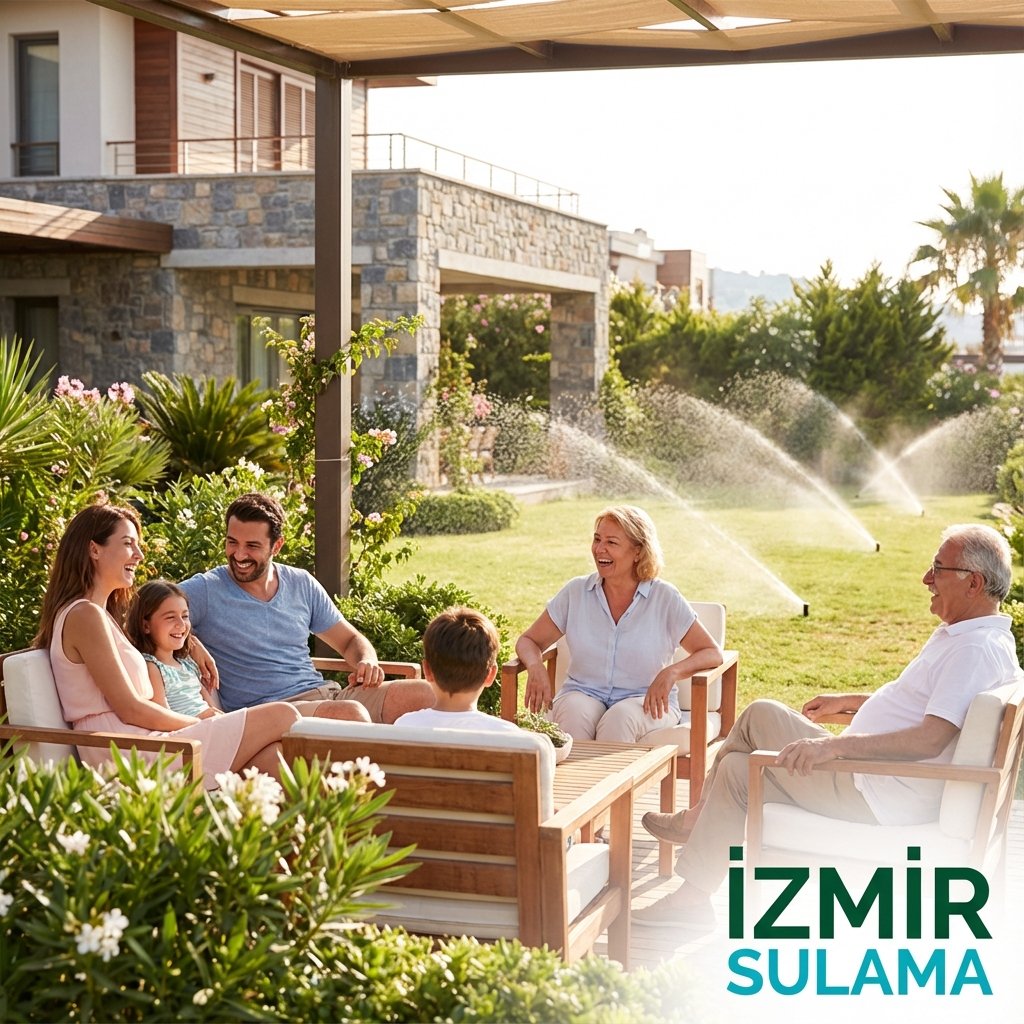 İzmir Sulama Müşteri Memnuniyeti - Yeşil bahçede mutlu aile